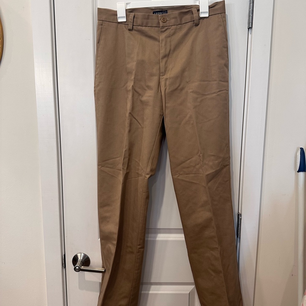 Izod 32x34 Tan Chinos Straight Fit Cotton Blend